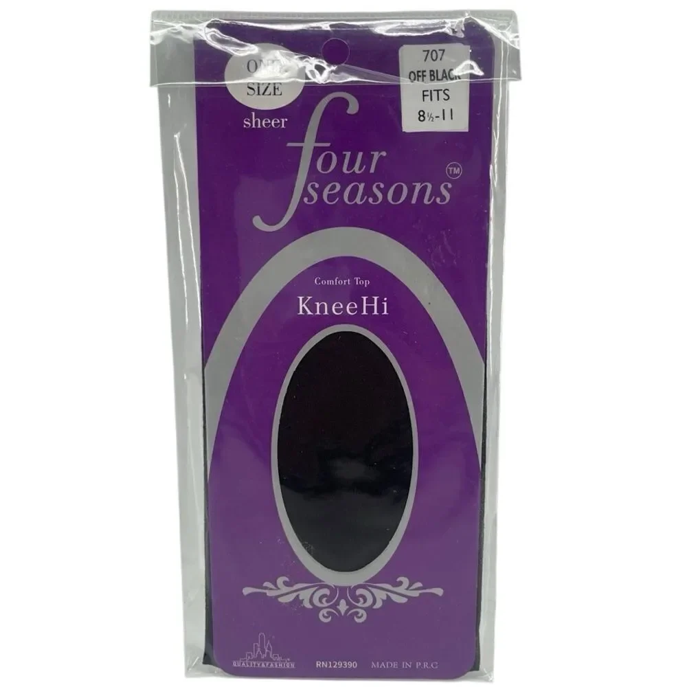 Four Seasons 707 Women’s Comfort Sheer Knee Highs 8.5-11 Black and Brown, NIP